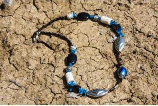 Colier Onyx, white turquoise & blue coral