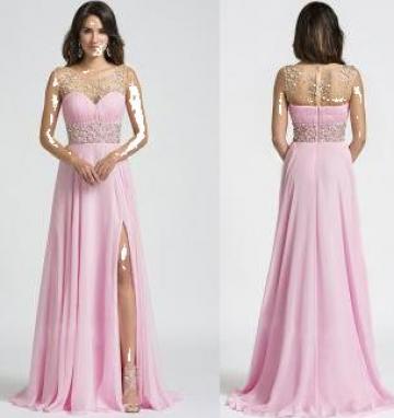 Rochie de nunta roz bonbon si cristale