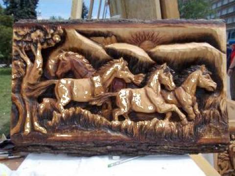 Sculptura cu 4 cai alergand