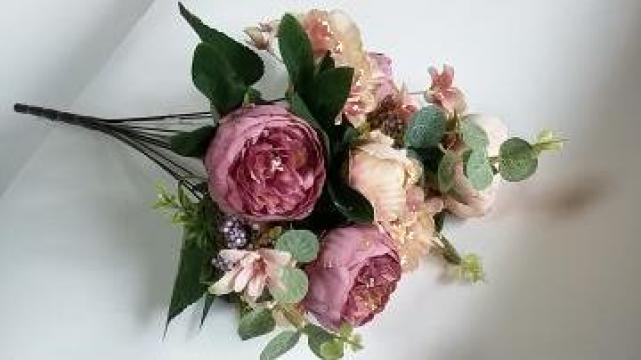 Buchet flori artificiale bujori si hortensia de la Dady Comimpex Srl