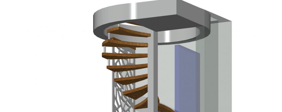 Proiect 3D scara interioara din metal cu trepte din lemn de la Antohe Ionel Intreprindere Individuala