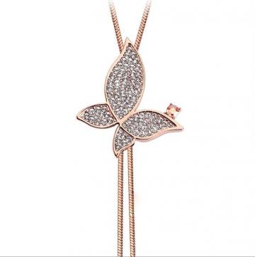 Colier Fluture cu cristale si onix Golden butterfly de la Luxury Concepts Srl