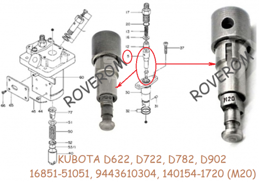 Element pompa injectie Kubota D662, D722, D782, D902 (M20) de la Roverom Srl