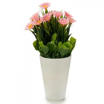 Flori artificiale, margarete in ghiveci alb 10x22 cm, roz de la Plasma Trade Srl (happymax.ro)