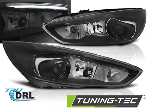 Faruri compatibile cu Ford Focus MK3 14-18 negru LED DRL de la Kit Xenon Tuning Srl