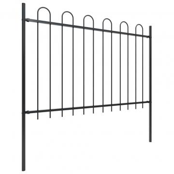 Gard de gradina cu varf curbat, negru, 1,7 m, otel
