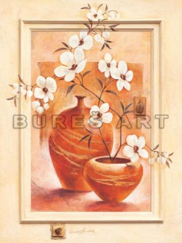 Tablou Flori albe in vase de lut I inramat de la Arbex Art Decor