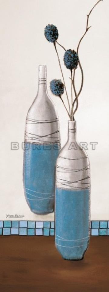 Poster decorativ Vaze albastre cu plante albastre