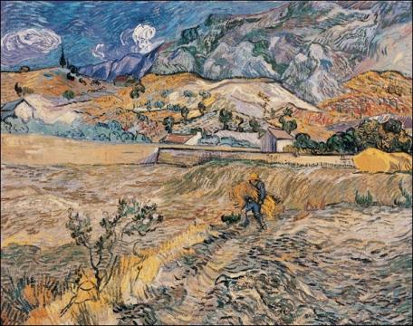 Tablou Van Gogh Peisaj la San Remy inramat, 60x80 cm