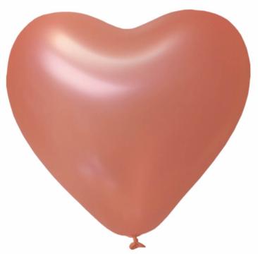 Set 25 baloane latex inima roz gold metalizat 27 cm