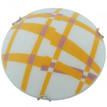 Plafoniera rotunda sticla 3xE27 disp alb mat cu carouri de la Spot Vision Electric & Lighting Srl