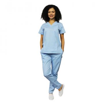 Costum medical bleo cu bluza cu anchior in forma V de la Doctor In Uniforma Srl