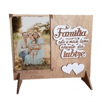 Rama foto familie personalizata, lemn, 20 cm