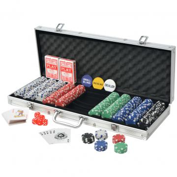 Set de poker cu 500 de jetoane din aluminiu de la VidaXL