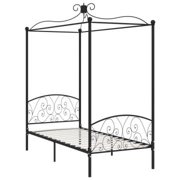 Cadru de pat cu baldachin, negru, 90 x 200 cm, metal de la VidaXL