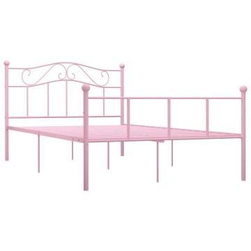 Cadru de pat, roz, 120 x 200 cm, metal de la VidaXL