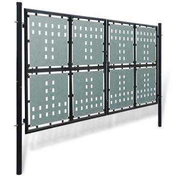Poarta de gard cu o usa, negru, 300x225 cm