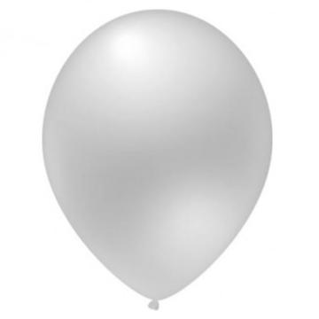 Set 25 baloane latex metalizat alb 28 cm