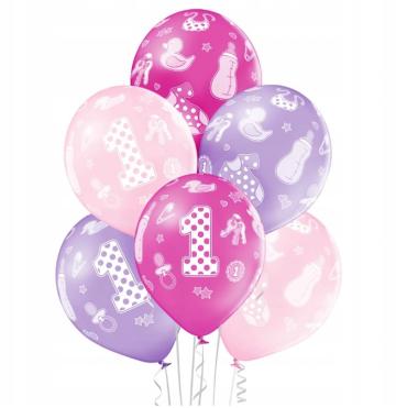 Set 6 baloane latex prima aniversare roz 30cm de la Calculator Fix Dsc Srl
