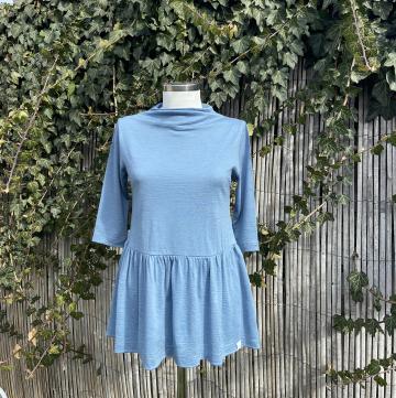 Bluza femei lana merinos 100% albastru plumb