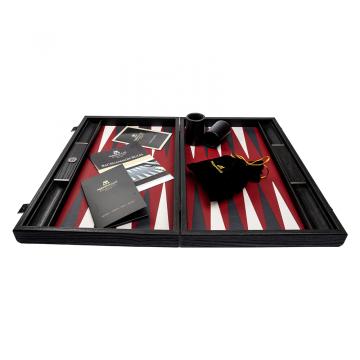 Set joc table / backgammon piele model Burgundy Red de la Chess Events Srl