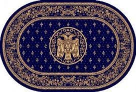 Covor Lotus bisericesc albastru oval de la Mocheta Gilau - Sc Dancri Impex Srl