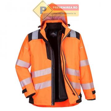 Jacheta portocalie lunga reflectorizanta simpla de la Prevenirea Pentru Siguranta Ta G.i. Srl