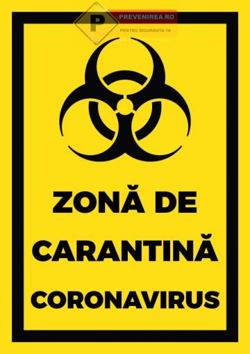 Semn pentru zona carantina coronavirus