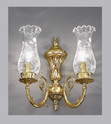 Lampa de perete cu 2 lumini din alama cu sticla gravata de la SC Purify Studio SRL