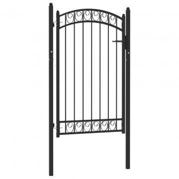 Poarta de gard cu arcada, negru, 100x150 cm, otel
