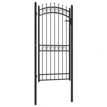Poarta de gard cu tepuse, negru, 100x200 cm, otel