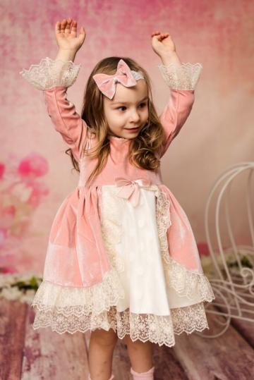Rochita ocazie Yvette (1-4 ani) roz-vintage de la Andreeatex