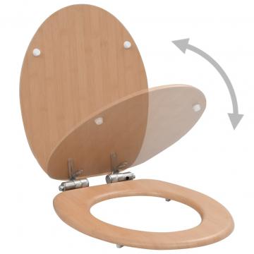 Capac WC cu inchidere silentioasa, MDF, design bambus de la VidaXL