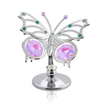 Decoratiune Fluturas cu cristale Swarovski roz si vernil