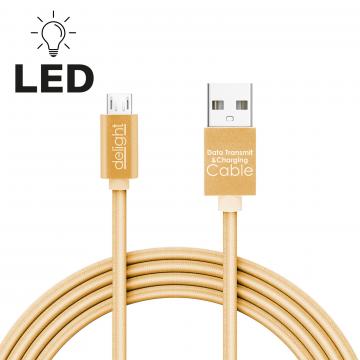 Cablu de date - Micro USB - cu lumina LED, auriu, 1 m de la Rykdom Trade Srl