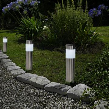 Lampa solara metalica - opal - alb rece - 6 x 6 x 27