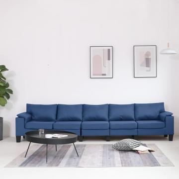 Canapea cu 5 locuri, albastru, material textil de la VidaXL