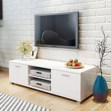 Comoda TV, alb extralucios, 140 x 40,5 x 35 cm