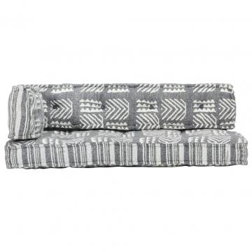 Perna pentru canapea din paleti, gri, textil, petice de la VidaXL