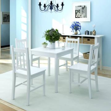 Set cu masa si scaune din lemn de pin, alb, 5 piese de la VidaXL