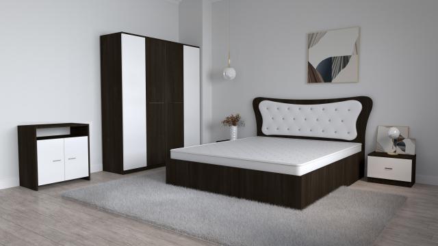Dormitor Dante Magia alb cu pat matrimonial 160 cm x 200 cm