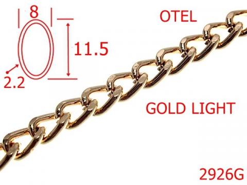 Lant otel 8 mm 2.2 gold light 7K1 2926G