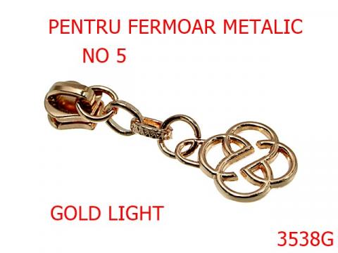 Cursor fermoar metalic nr 5 no5 mm gold light 3538G