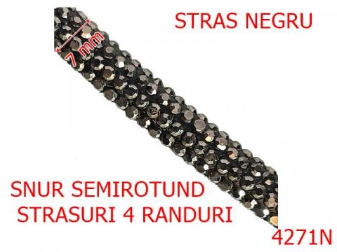 Snur semirotund cu 4 randuri de pietre 7 mm textil 4271N de la Metalo Plast Niculae & Co S.n.c.