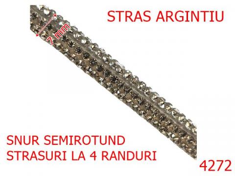 Snur semirotund cu 4 randuri de pietre 7 mm textil 4272 de la Metalo Plast Niculae & Co S.n.c.