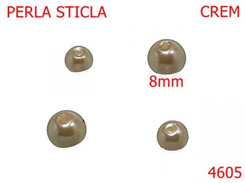 Perla pentru colier  8 mm sticla crem 4605