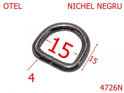 Inel D pentru genti si posete 15 mm otel 4 nichel 4726N de la Metalo Plast Niculae & Co S.n.c.