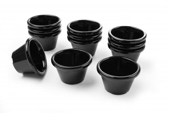 Set vase Ramekin, 45 ml 60x60x(H)35 mm, plastic negru 12 buc