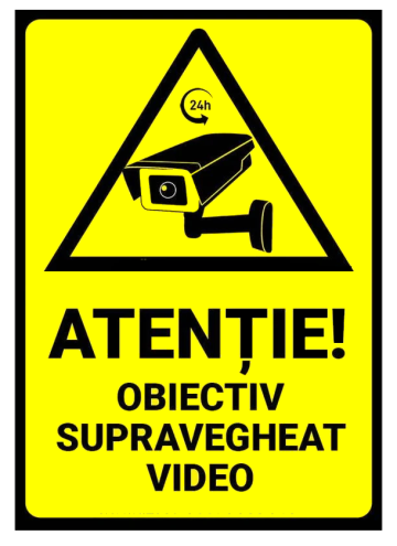Semn pentru avertizare obiectiv supravegheat video de la Prevenirea Pentru Siguranta Ta G.i. Srl