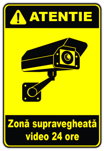 Semn pentru zona supraveghere video 24 ore